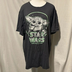 mens grey Star Wars Grogu This is the Way graphic tshirt size xxl